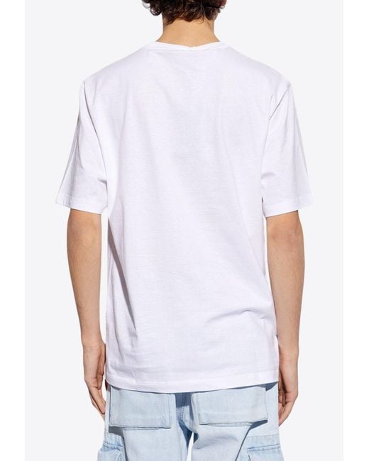 Versace White Logo-Embroidered Crewneck T-Shirt for men