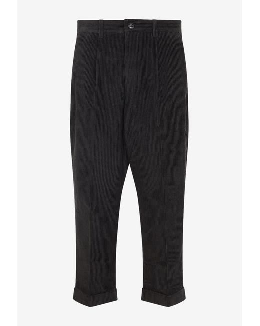 AMI Black Carrot Corduroy Cropped Pants for men