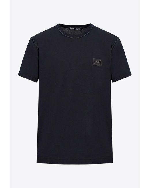 Dolce & Gabbana Black Logo Plaque Crewneck T-Shirt for men