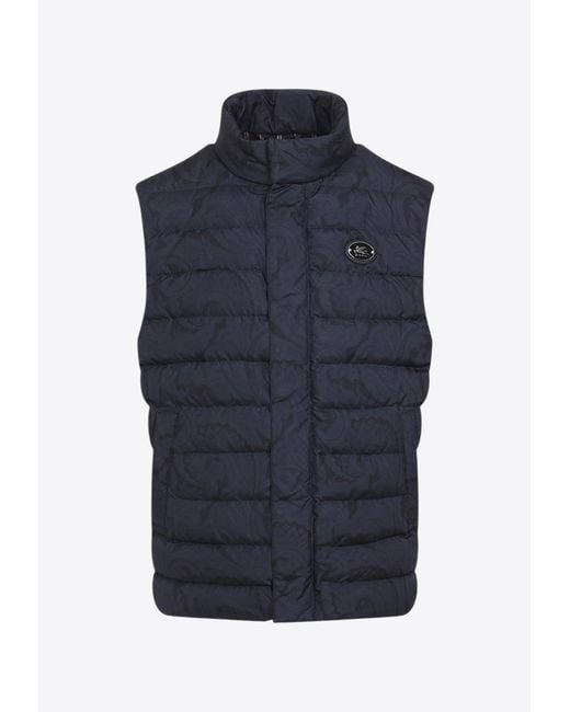 Etro Blue Pegaso Patch Down Vest for men