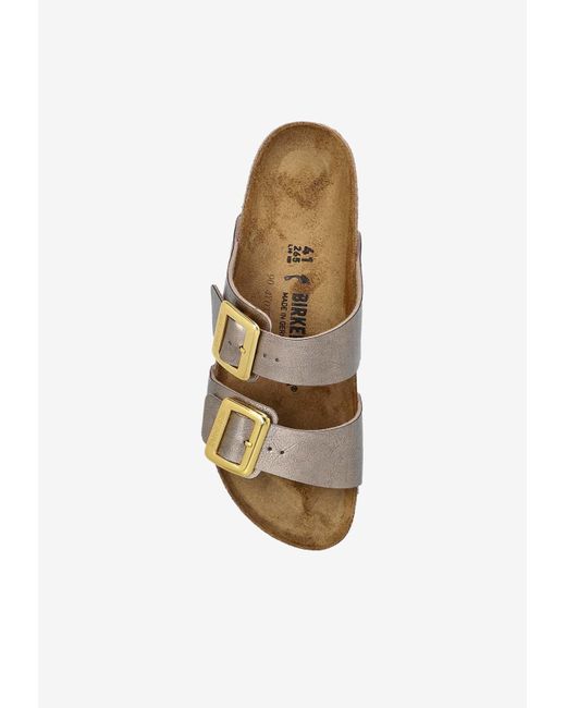 Birkenstock White Sydney Cushion-Buckle Slides