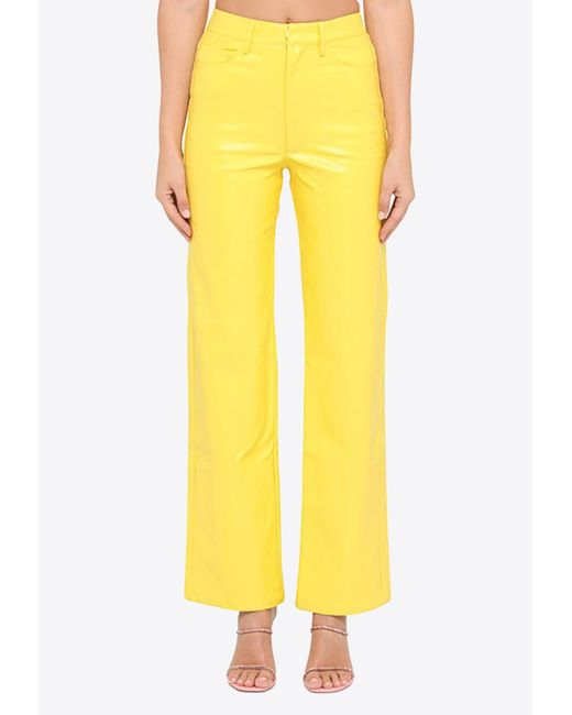 ROTATE BIRGER CHRISTENSEN Yellow Faux Leather Pants