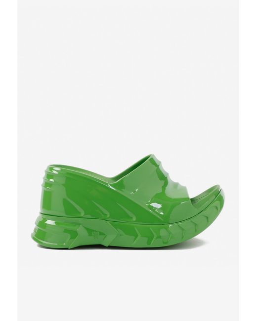 Givenchy Marshmallow 100 Rubber Wedge Sandals in Green | Lyst