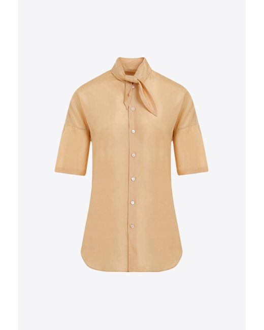Lemaire Natural Scarf-Neck Short-Sleeved Shirt
