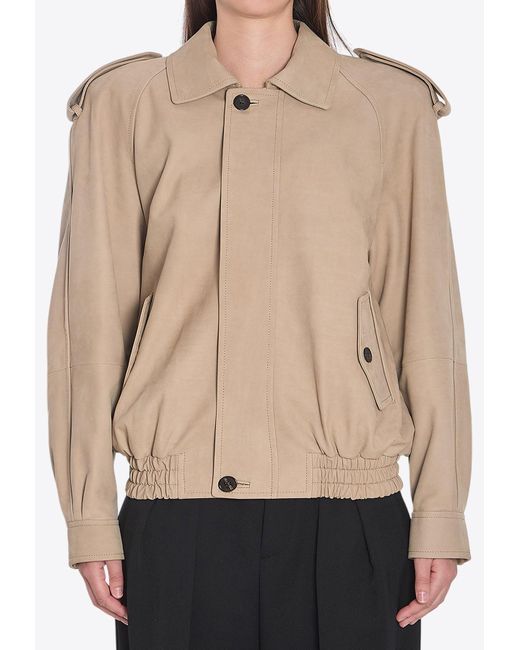 アウターその他 Saint Laurent Nubuck bomber jacket Saint Laurent Nubuck Bomber Jacket in Natural | Lyst