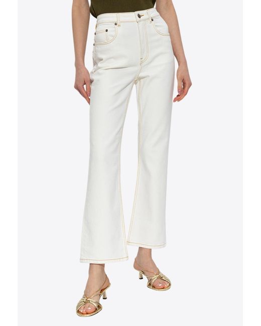 デニム・ジーパン TORY BURCH WHITE DENIM JEANS Tory Burch Classic Flared Jeans in White | Lyst