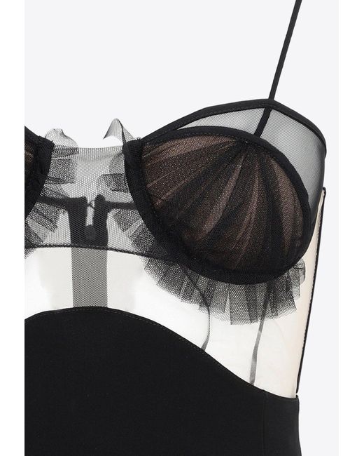 Nensi Dojaka Black Explosive Flower Bra Mini Dress