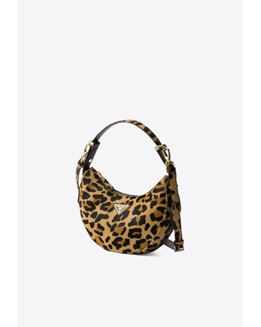 Prada Blue Arqué Leopard Print Hobo Bag