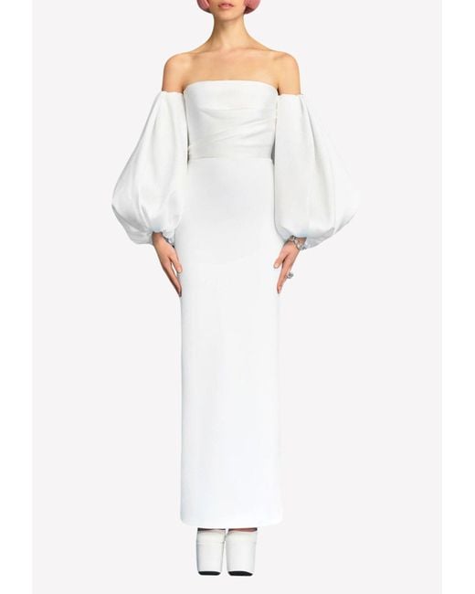 Solace London Carmen Off-shoulder Maxi Dress in White | Lyst