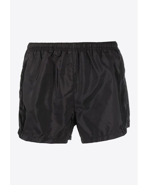 Prada Black Logo Print Swim Shorts for men