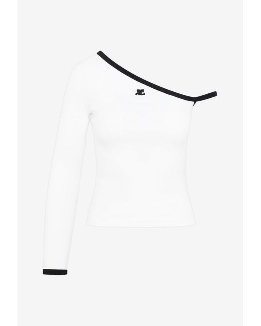 Courreges White Asymmetric One-shoulder T-shirt