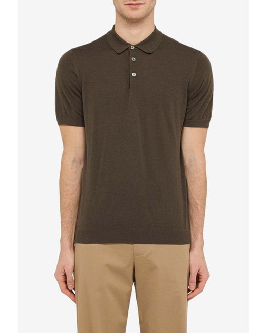 Drumohr Brown Short-Sleeved Polo Shirt for men