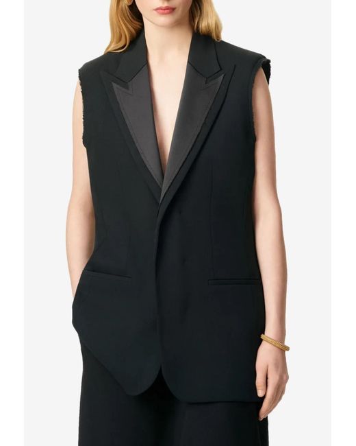 AMI Black Wool Smocking Vest