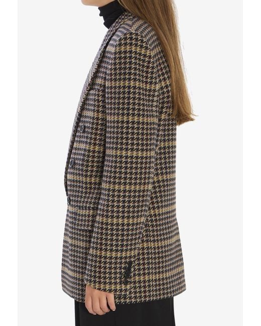 Saint Laurent Black Wool Check Oversized Jacket