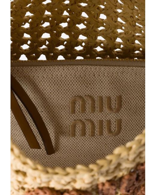 Miu Miu Metallic Raffia-Effect Woven Hobo Bag