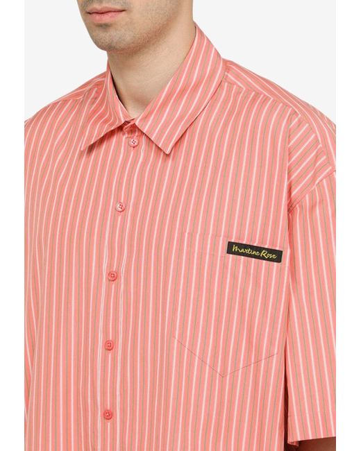 Martine Rose Pink Asymmetric Striped Short-Sleeved Shirt for men