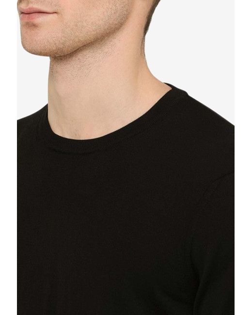 Drumohr Black Long-Sleeved Crewneck T-Shirt for men