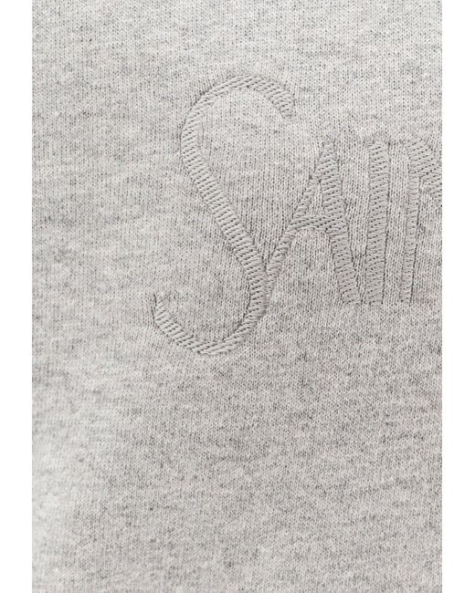 Saint Laurent White Logo-Embroidered Hooded Sweatshirt