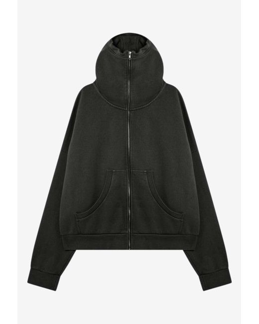 Entire studios Black Oversized Zip-Up Hooded Sweatshirt for men