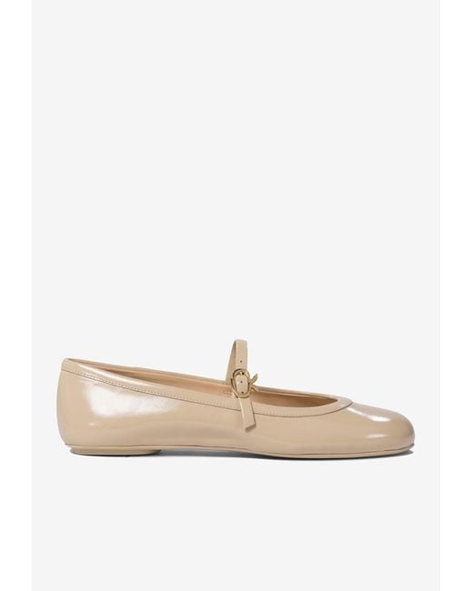 Gianvito Rossi White Carla Patent Leather Ballet Flats