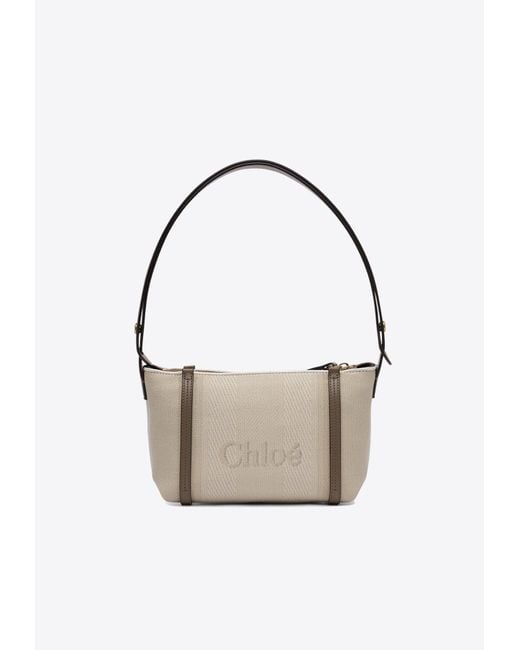 Chloé Natural Logo Jacquard Shoulder Bag
