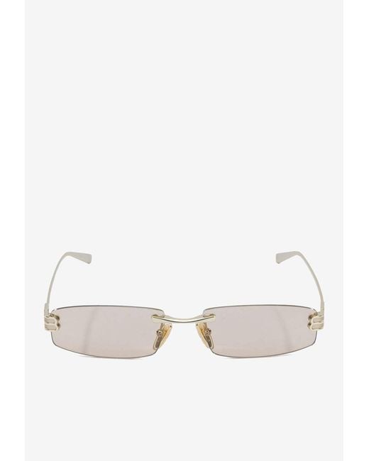 Balenciaga White Gossip S Rectangular Sunglasses