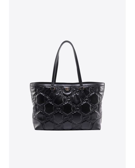 Gucci Black Medium Gg Quilted Leather Top Handle Bag