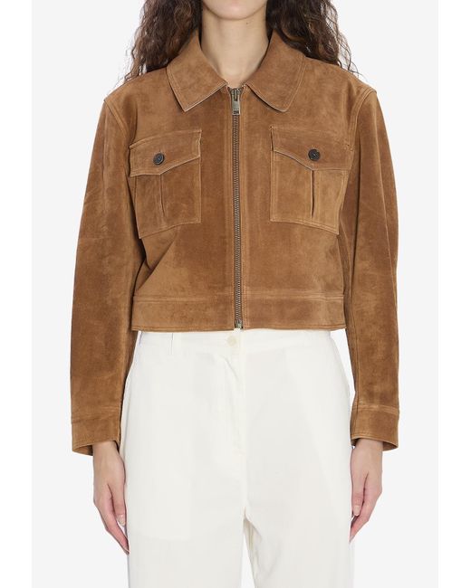 Arma Brown Helen Suede Cropped Jacket