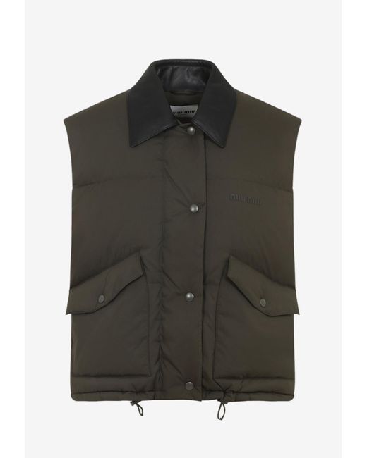 Miu Miu Black Logo-Patch Buttoned Vest