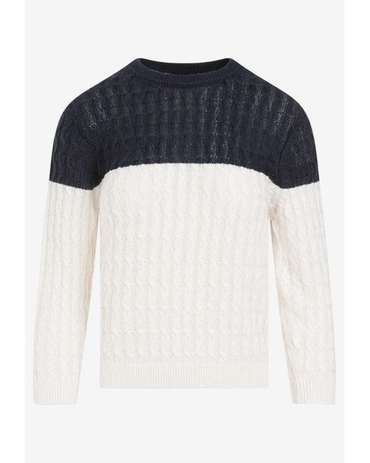 Theory Blue Color-Block Knit Sweater