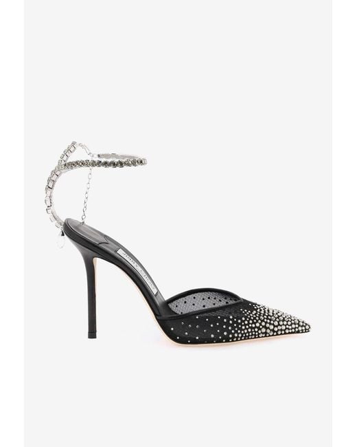 Jimmy Choo Saeda 100 Pumps With Crystals in Black | Lyst