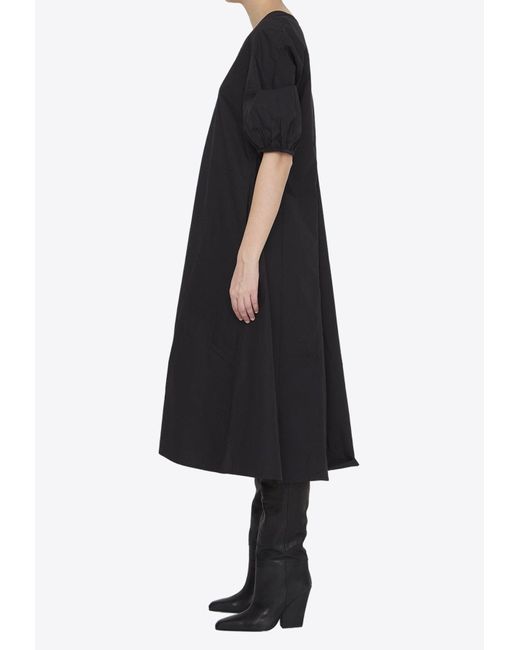 Ganni Black V-Neck Midi Dress