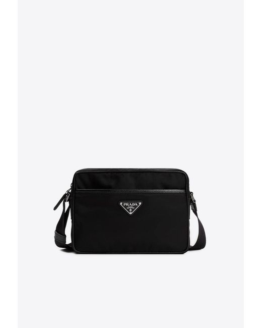 Prada Re-nylon Messenger Bag in Black for Men | Lyst