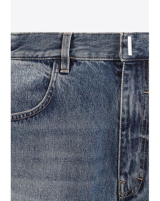 Givenchy Blue Logo-Plaque Straight-Leg Jeans for men