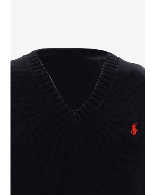 Polo Ralph Lauren Blue Logo Embroidered Sweater Vest for men