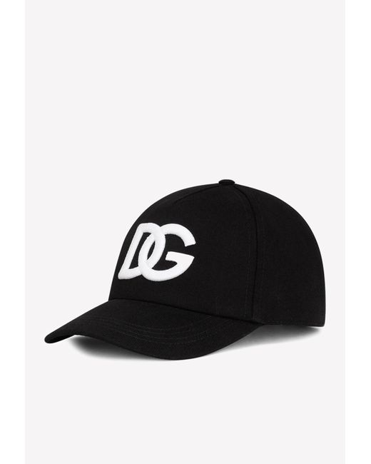 Dolce & Gabbana Black Dg Logo Embroidered Baseball Cap for men