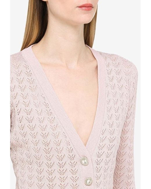 Alessandra Rich Openwork Cropped Cardigan in Natural | Lyst