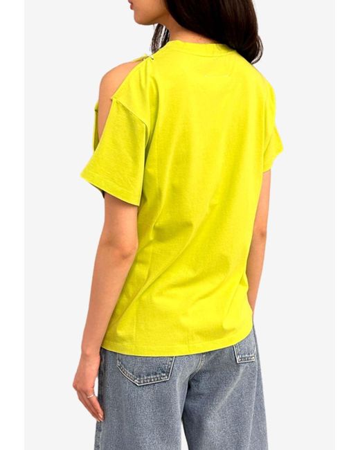 MM6 by Maison Martin Margiela Yellow Cut-Out Short-Sleeved T-Shirt