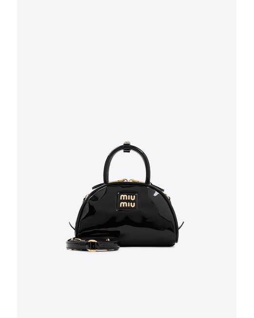 Miu Miu Mini Logoplaque Crossbody Bag in Black Lyst