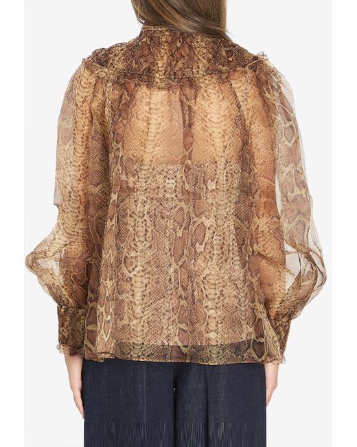 Zimmermann Brown Hypnotic Smocked Blouse