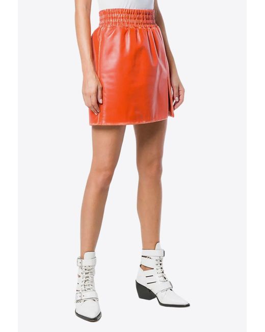 Miu Miu Orange Leather Mini Skirt