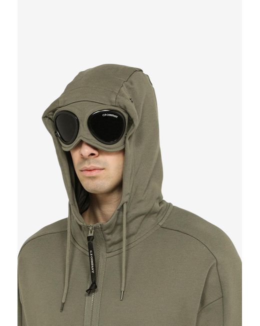C.P. Company Zip-up Hoodie With Goggle in Green for Men | Lyst