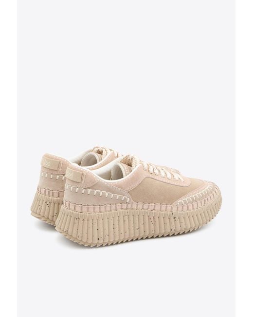 Chloé Natural Nama Suede Low-Top Sneakers