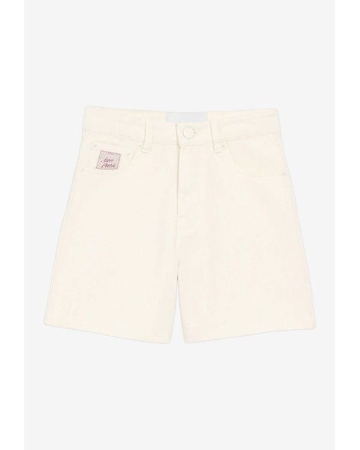AMI White Logo Patch Mini Shorts