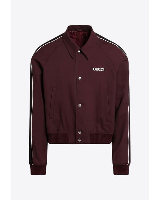 Gucci Red Wool-Blend Bomber Jacket for men