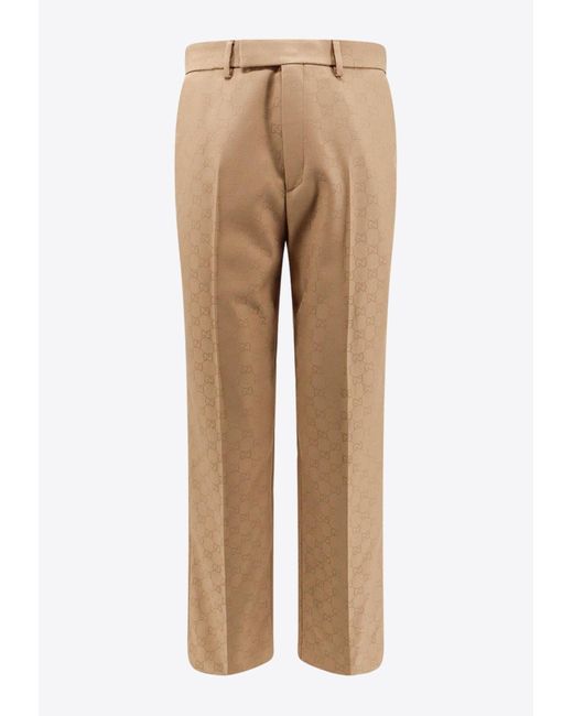 Gucci Natural Gg All-Over Tailored Pants for men