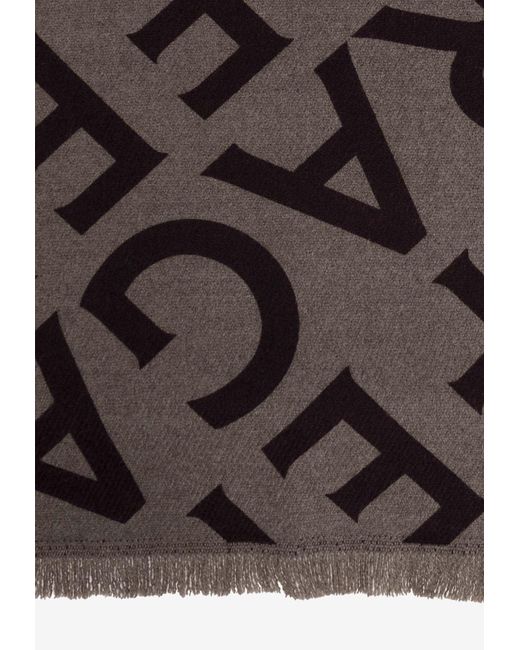 Ferragamo Black Wool Scarf With Monogram for men
