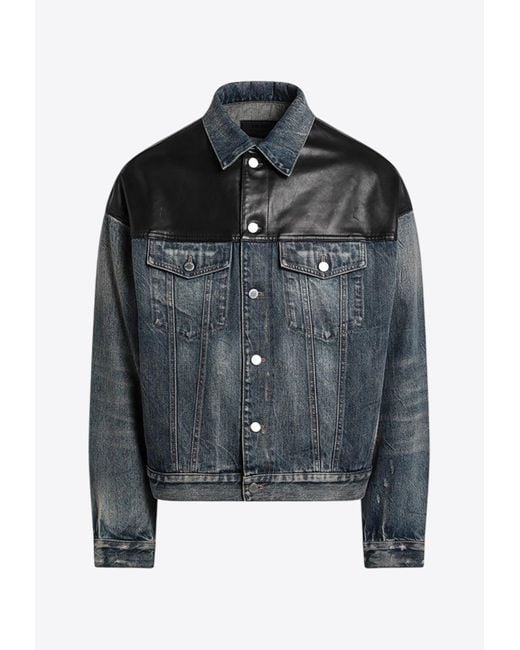 Prada Black Denim And Leather Jacket for men