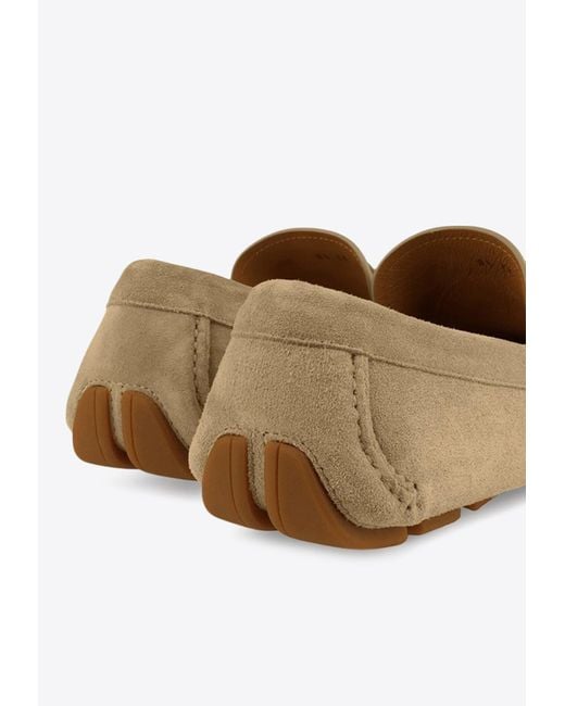 Ferragamo White Byte Gancini Suede Loafers for men