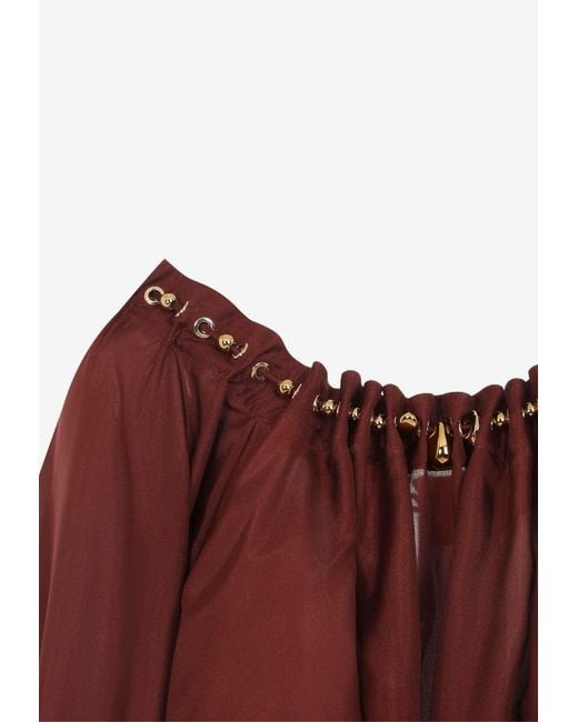 Zimmermann Purple Aster Off-Shoulder Blouse